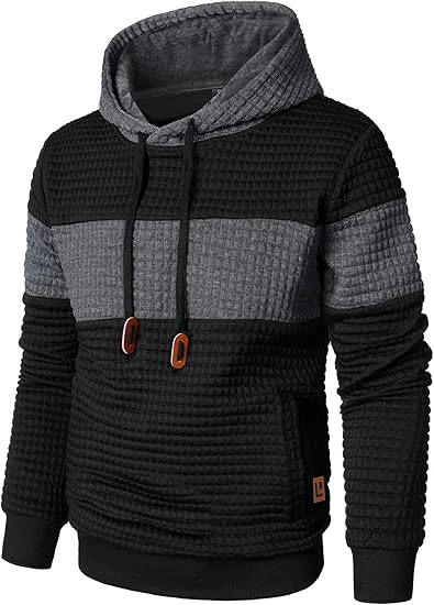 🔥Nouveau 2025🔥 Sweat à capuche à manches longues avec patchwork en plaid jacquard