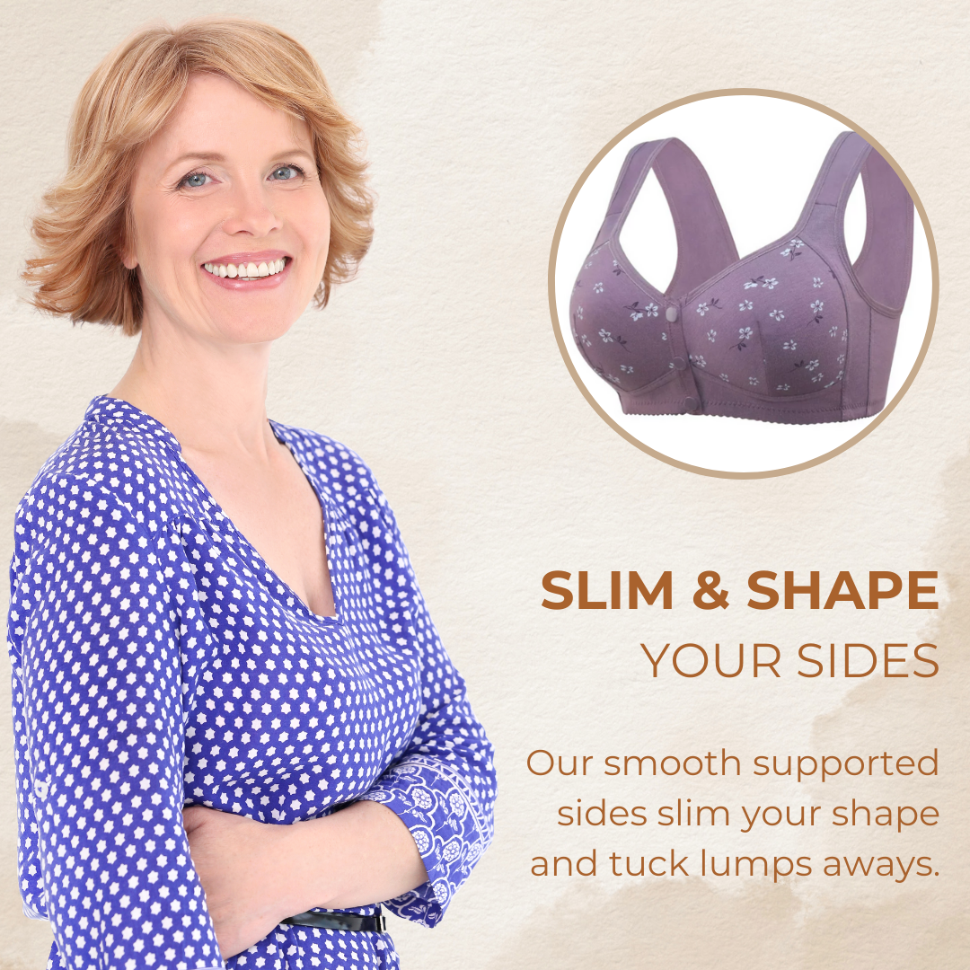 Soutiens-gorge Purple Daisy - Soutiens-gorge en coton sans armature à fermeture avant, grande taille de bonnet