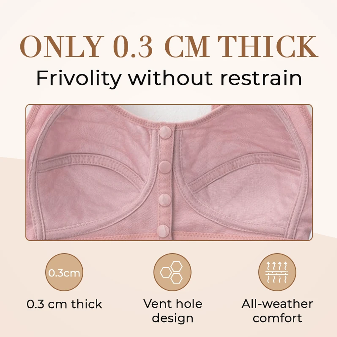 Soutiens-gorge Pure Pink Daisy - Soutiens-gorge en coton sans armature à fermeture avant, grande taille de bonnet