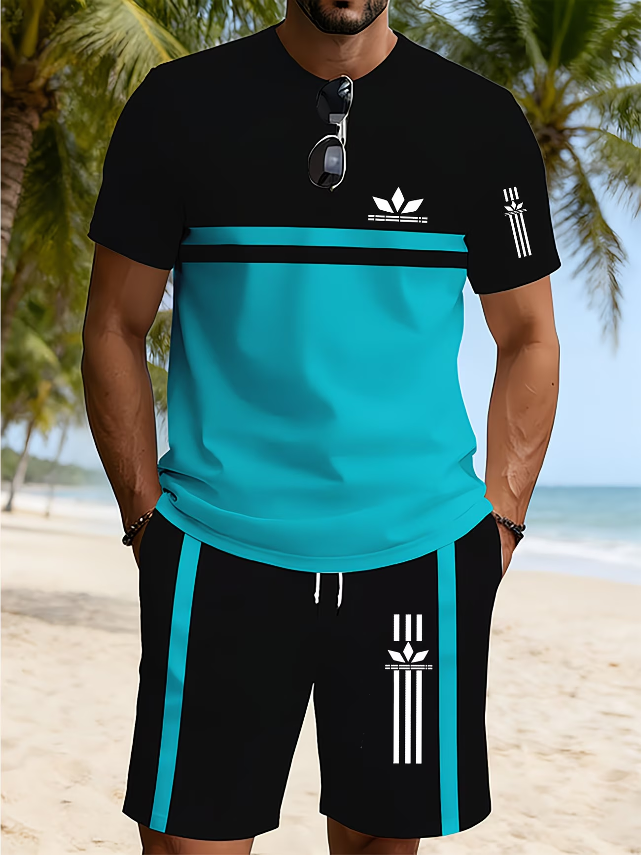 ⏰ Dernier jour : 50 % de réduction ! 🔥 – Tenue d’été sportive pour homme avec t-shirt et short