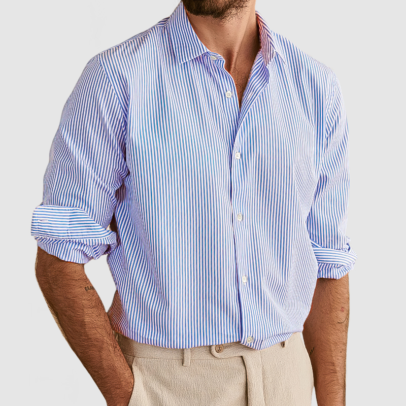 Chemise à rayures en coton pour homme, idéale pour un usage quotidien