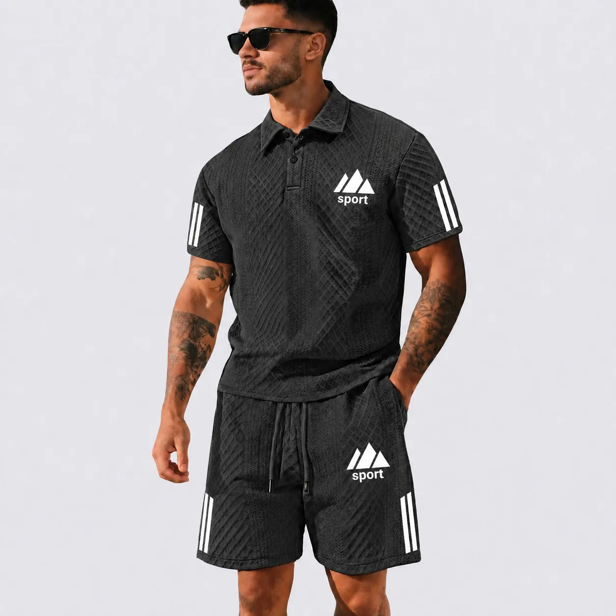 Letzter Tag: 50 % Rabatt! Herren-Sommer-Set mit Poloshirt und Shorts
