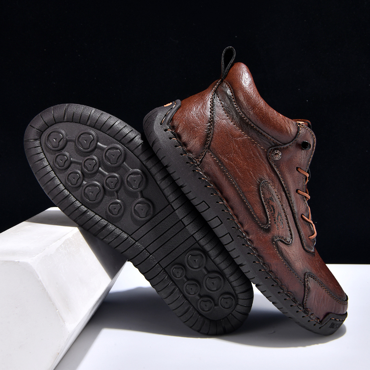 Men's Casual Calfskin Sneakers, Wide Toe Box, Breathable for All-day Comfort