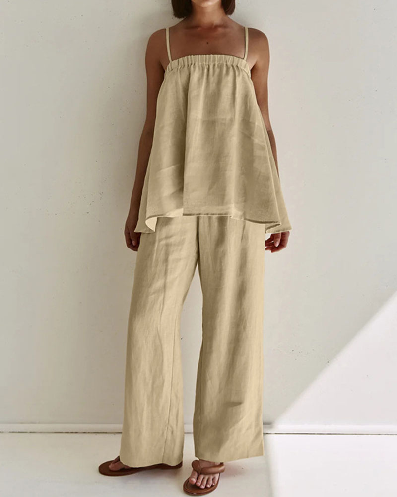 Ensemble deux pièces décontracté à bretelles chic