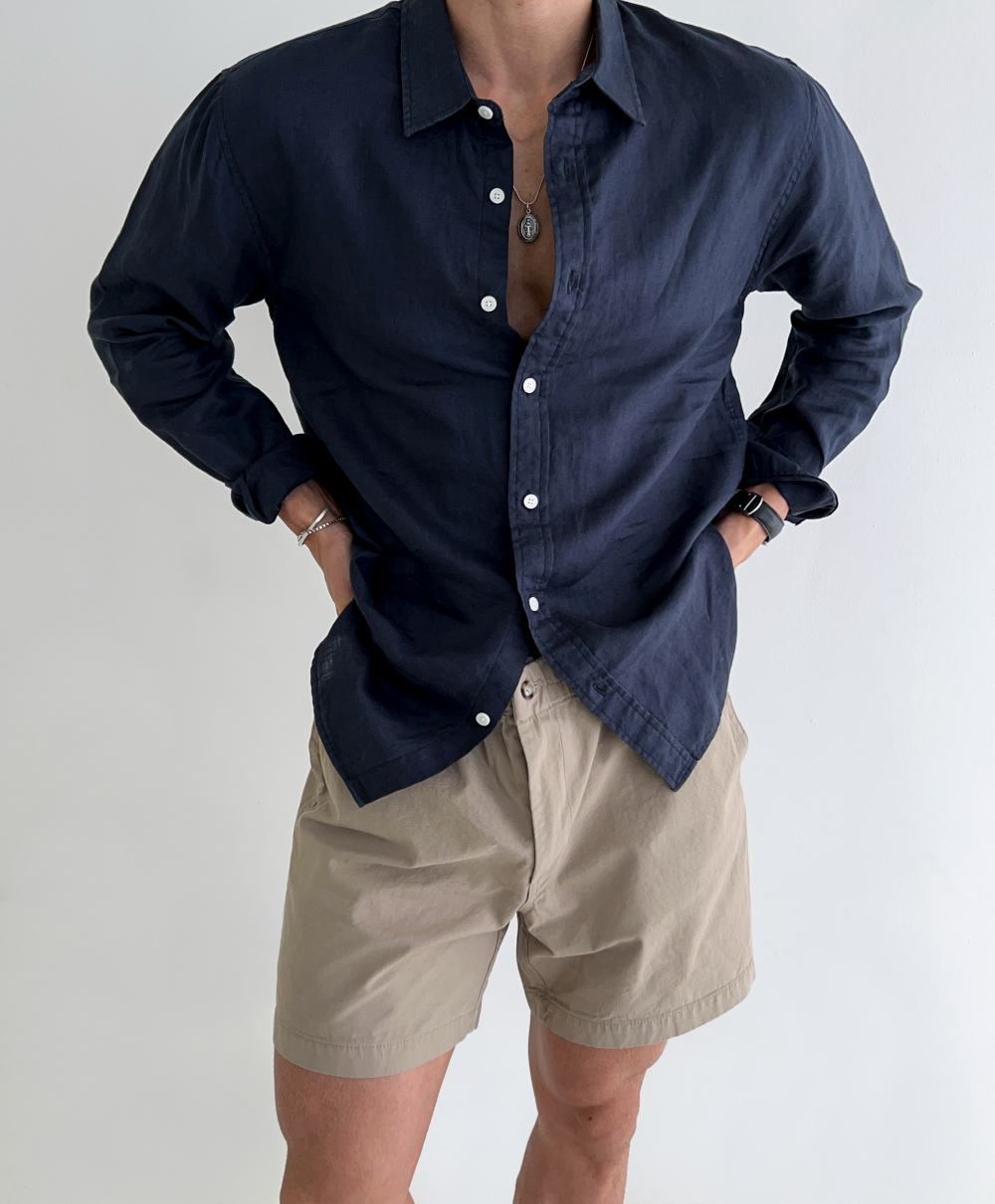 Chemise en lin unie simple pour l'été