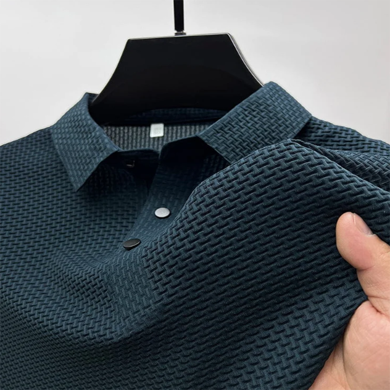 Polo pour homme en maille respirante, confortable, col en V et manches courtes pour l'été