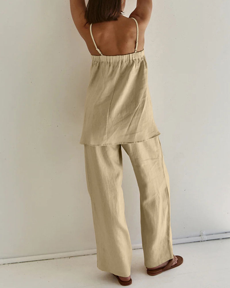 Ensemble deux pièces décontracté à bretelles chic