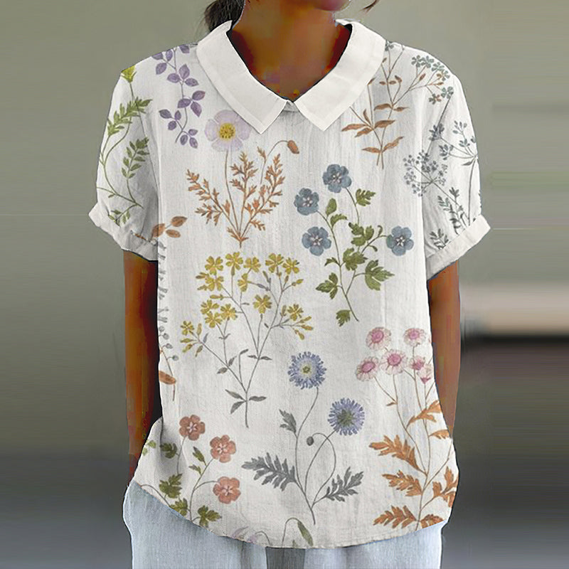 Blouse Décontractée À Imprimé Floral