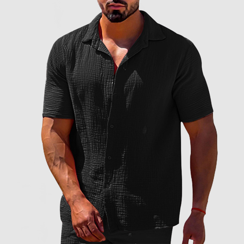 Chemise en coton texturée décontractée pour homme