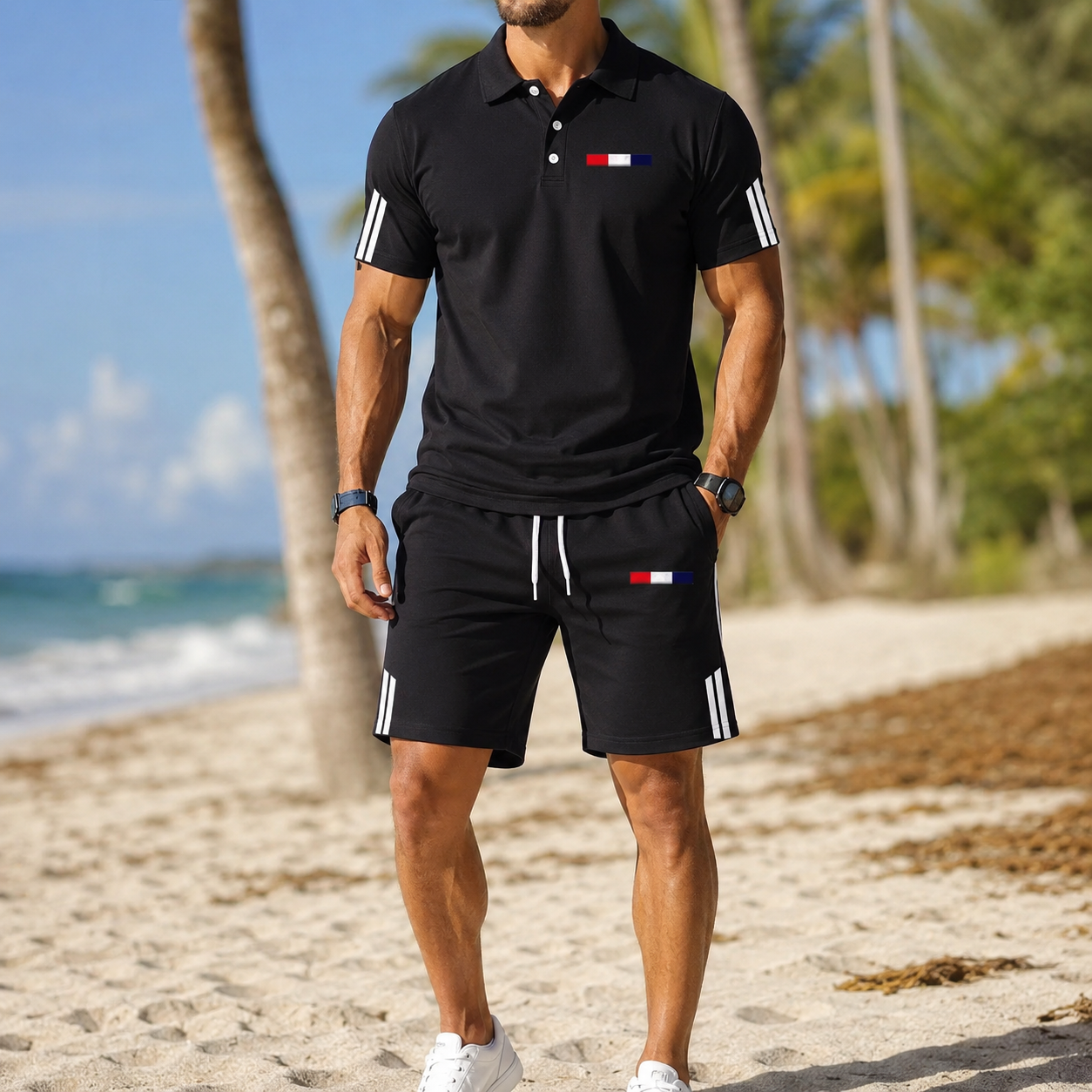 ⏰ Dernier jour : 50 % de réduction ! 🔥 - Ensemble d'été 2 pièces pour homme : polo et short