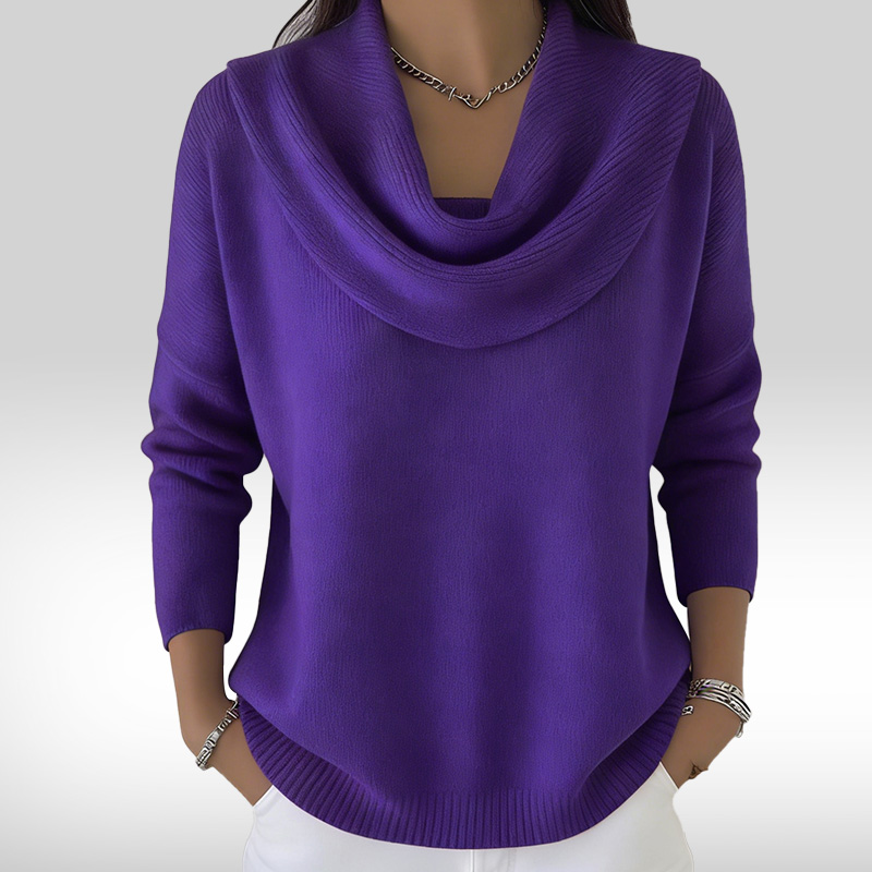 Last Day 70% Off - Elegant 80s Shawl Collar Solid Color Pullover Sweater Top