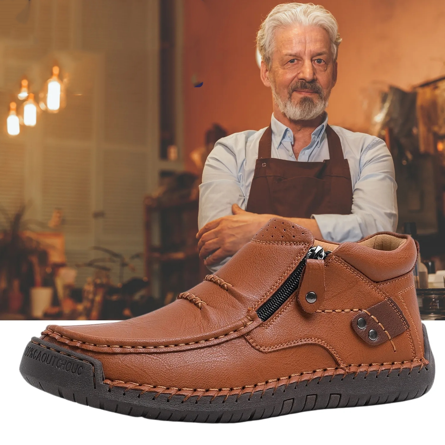 ⏰Vente à durée limitée -70 % de réduction - Bottes de conduite à enfiler en cuir de qualité supérieure faites à la main pour hommes