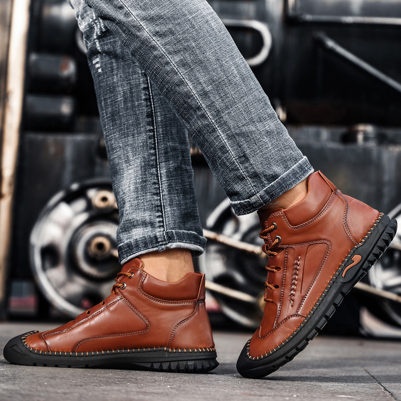 (🔥BLACK FRIDAY SALE - 70% OFF)-Stitched Hand-Sewn Cowhide Medical Shoes - Increase Muscle Relaxation