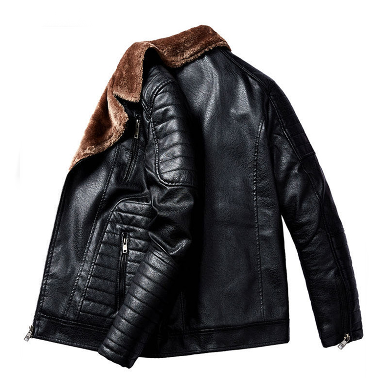 Veste en cuir pour homme avec col rembourré