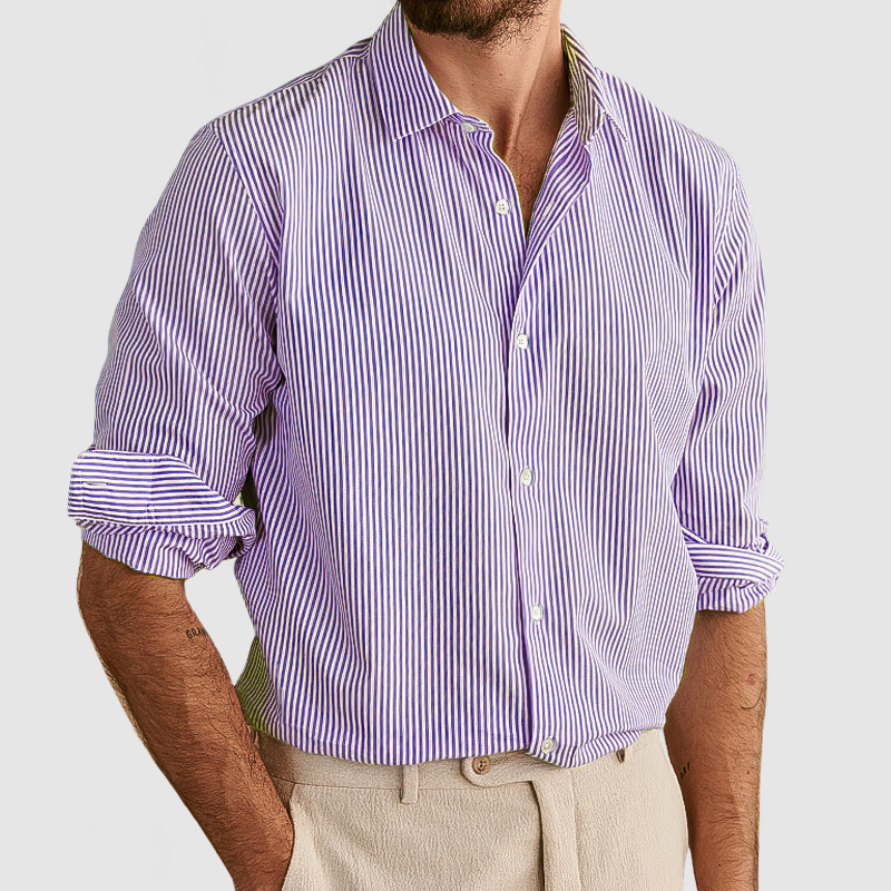Chemise à rayures en coton pour homme, idéale pour un usage quotidien