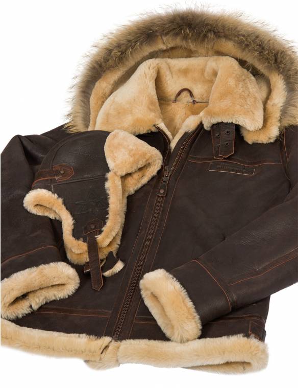 VESTE DE PILOTE EN LAINAGE B-3 AVEC CAPUCHE [LIVRAISON GRATUITE AUJOURD'HUI]