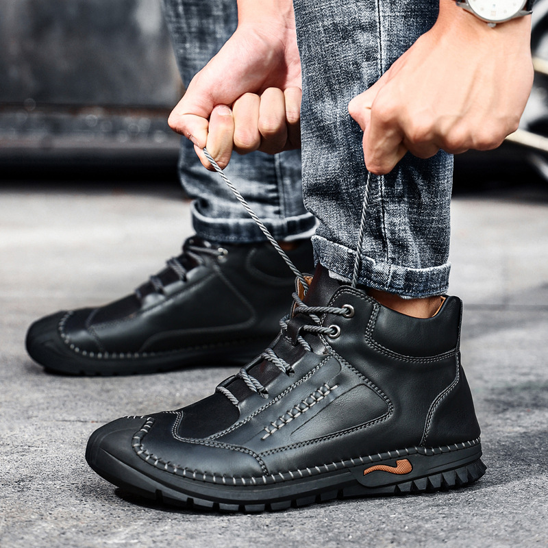 (🔥BLACK FRIDAY SALE - 70% OFF)-Stitched Hand-Sewn Cowhide Medical Shoes - Increase Muscle Relaxation