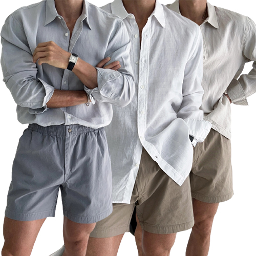 Chemise en lin unie simple pour l'été