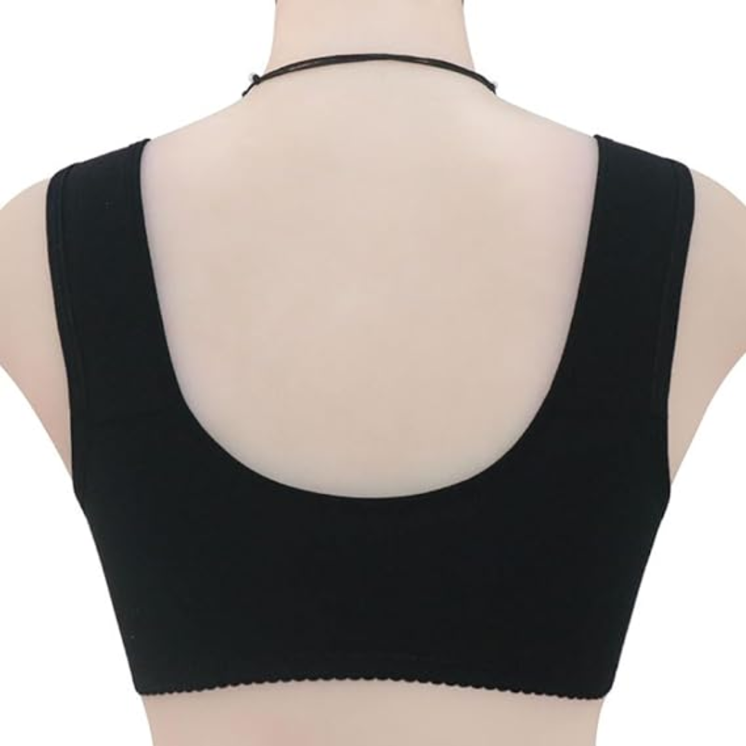 Soutiens-Gorge Black Daisy - Soutiens-Gorge En Coton Sans Armature À Fermeture Avant, Grande Taille De Bonnet