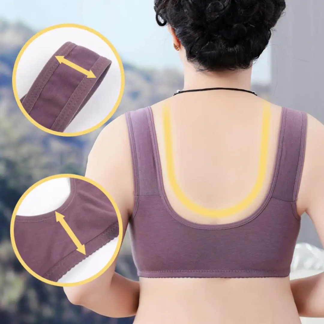 Soutiens-gorge Purple Daisy - Soutiens-gorge en coton sans armature à fermeture avant, grande taille de bonnet