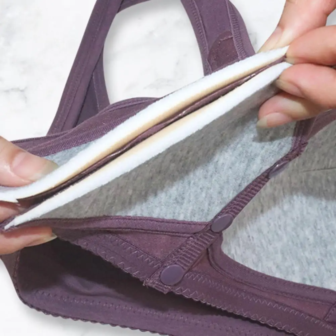 Soutiens-gorge Purple Daisy - Soutiens-gorge en coton sans armature à fermeture avant, grande taille de bonnet