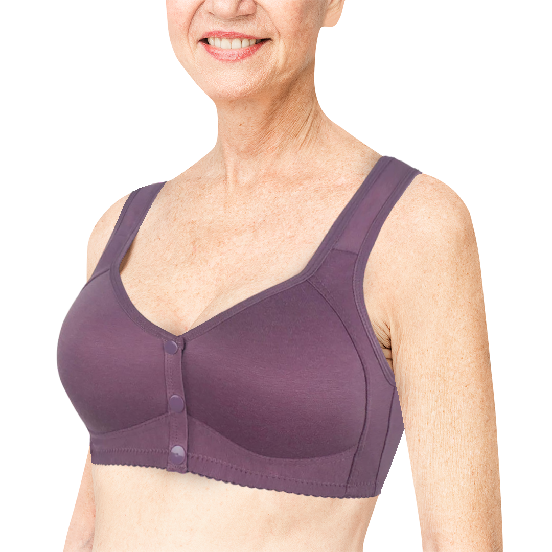 Soutiens-gorge Purple Daisy - Soutiens-gorge en coton sans armature à fermeture avant, grande taille de bonnet