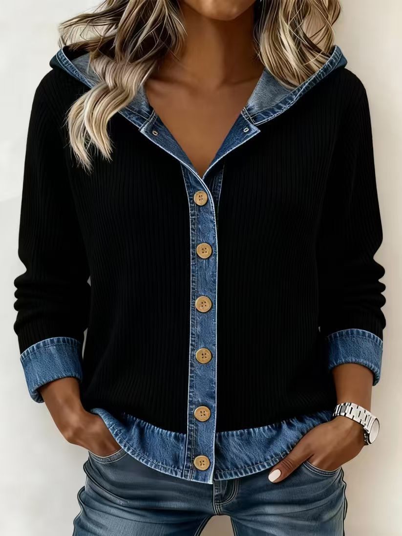 Women’s Plaid Denim Hoodie