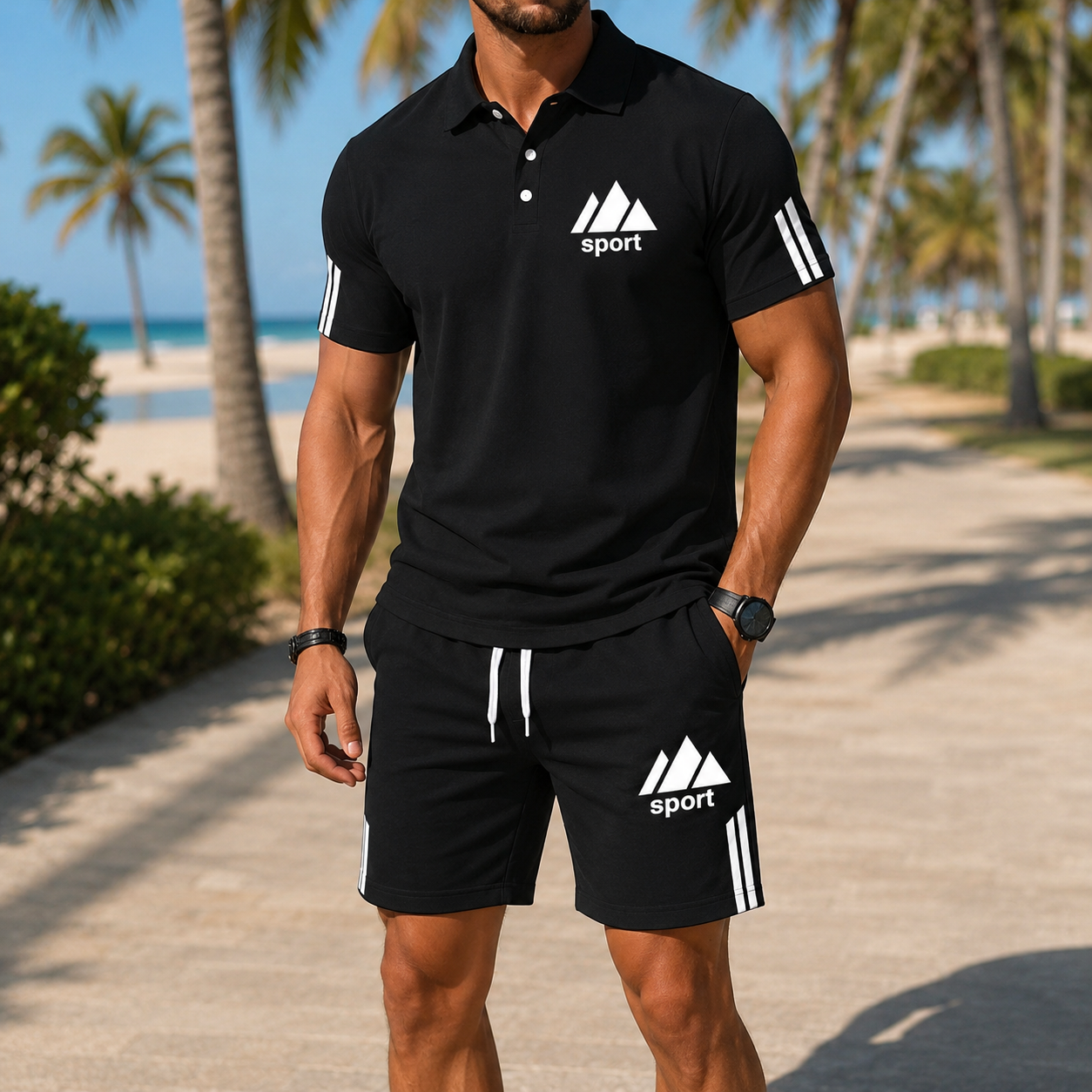 ⏰ Dernier jour : 50 % de réduction ! 🔥 Ensemble d’été pour homme avec polo et short