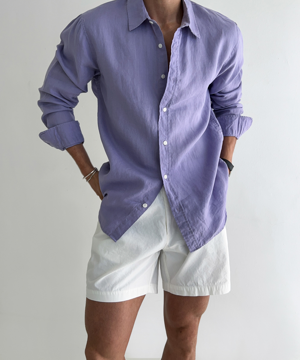 Chemise en lin unie simple pour l'été