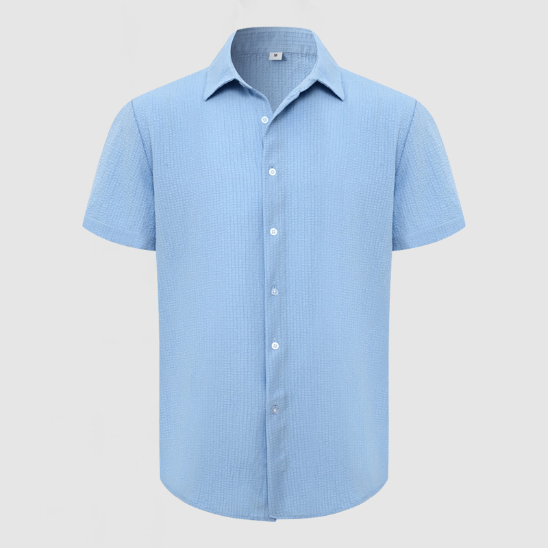 Chemise en coton texturée décontractée pour homme