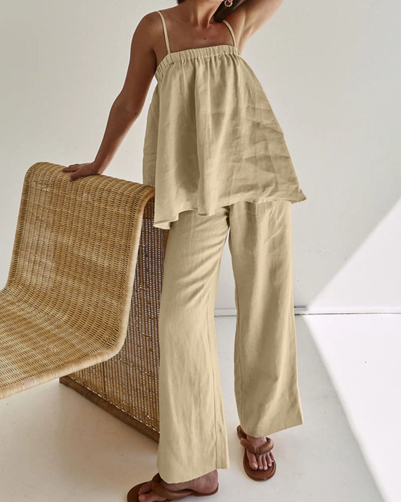 Ensemble deux pièces décontracté à bretelles chic