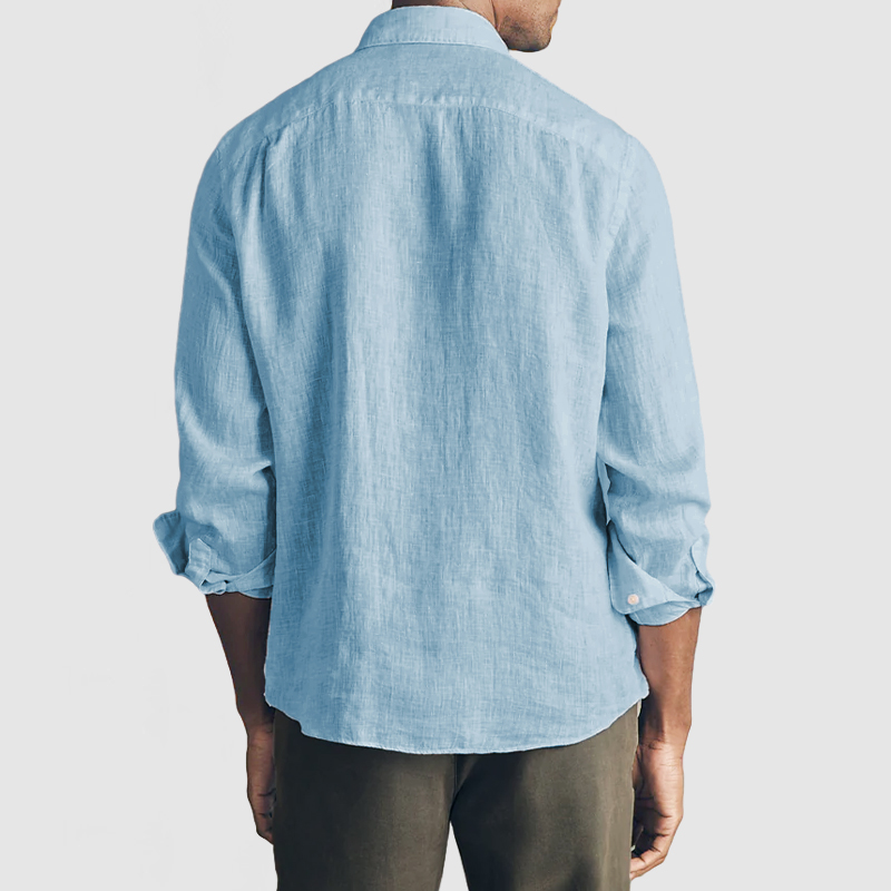 Chemise Décontractée De Base En Coton Et Lin Pour Gentleman