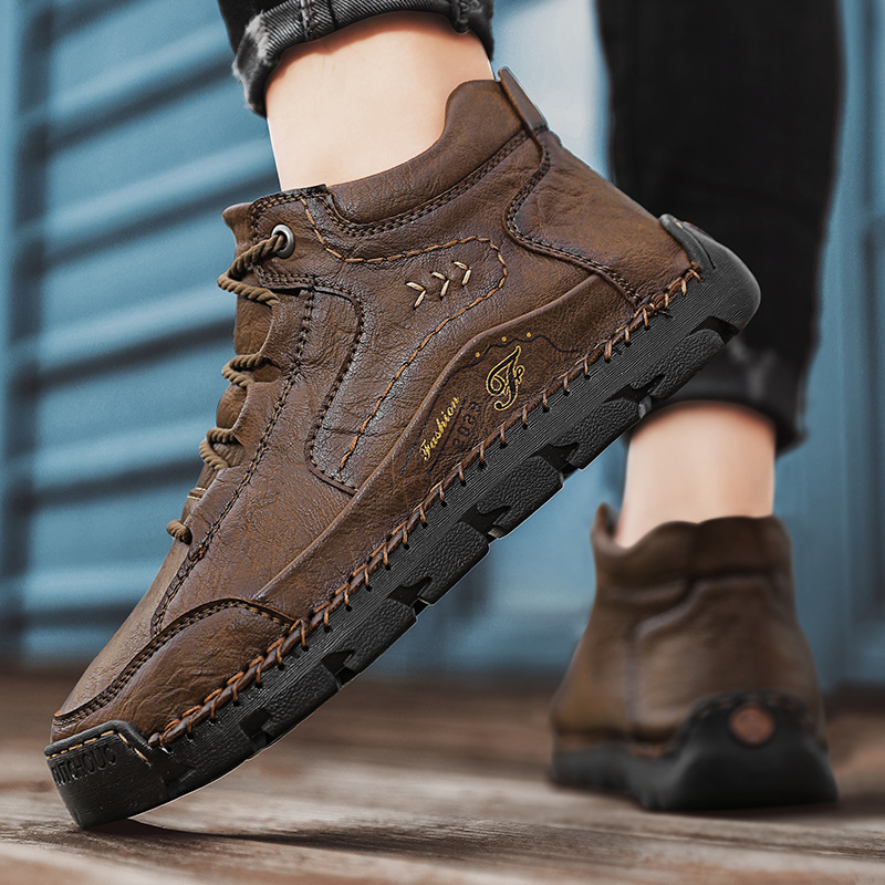 Chaussures en cuir pour hommes faites à la main - Soulage la douleur aux pieds