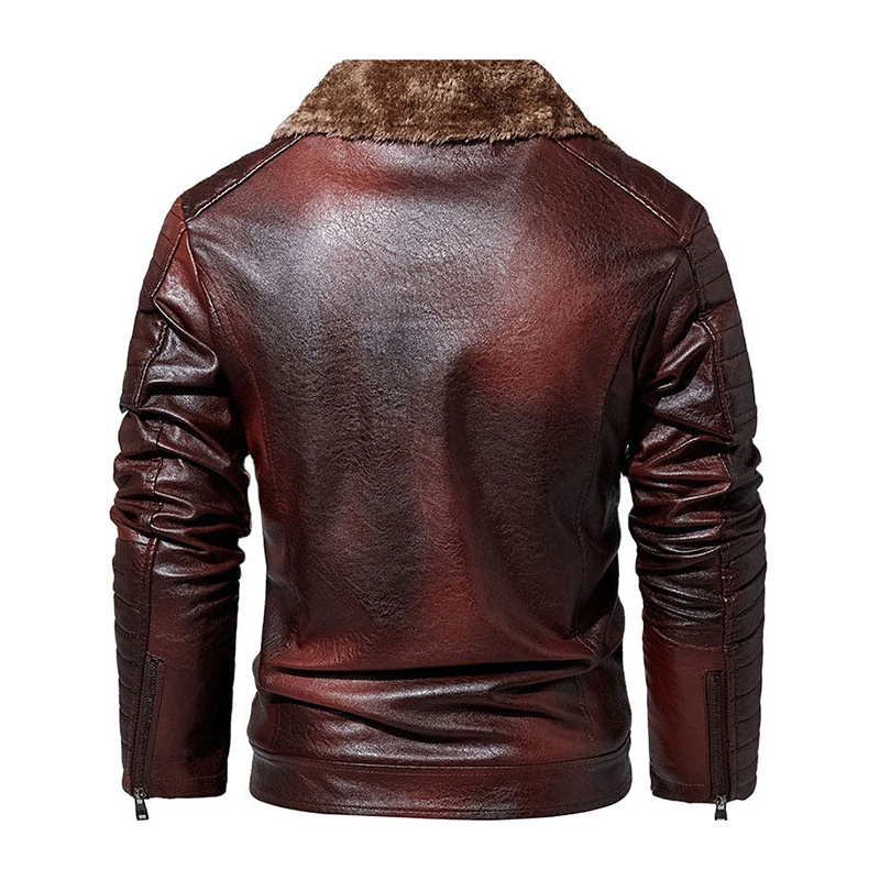 Veste en cuir pour homme avec col rembourré