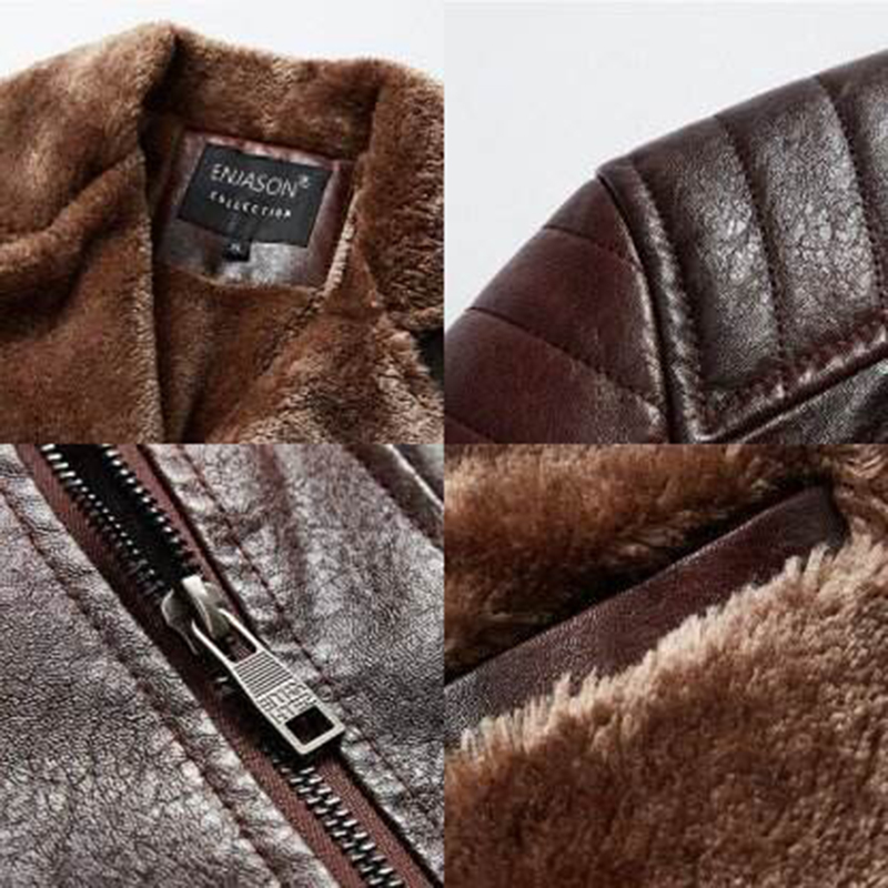 Veste en cuir pour homme avec col rembourré