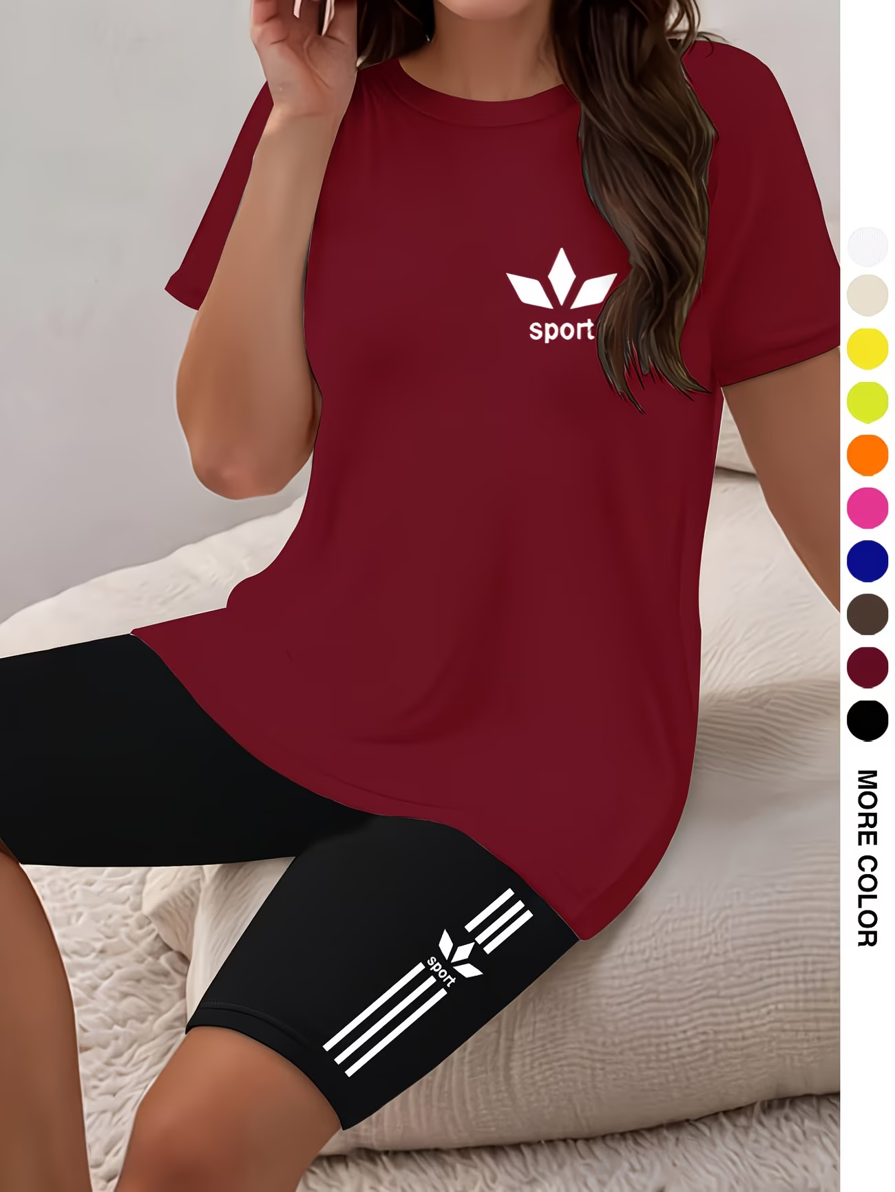 ⏰ Dernier jour : 50 % de réduction ! 🔥 – Ensemble de sport femme avec t-shirt et short cycliste pour l’été