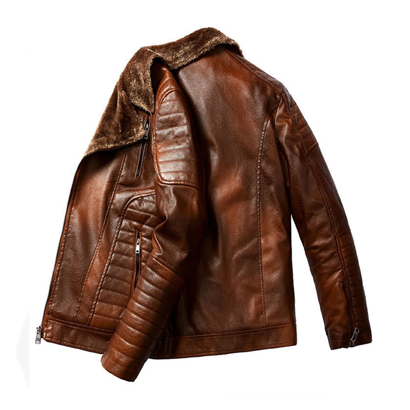 Veste en cuir pour homme avec col rembourré