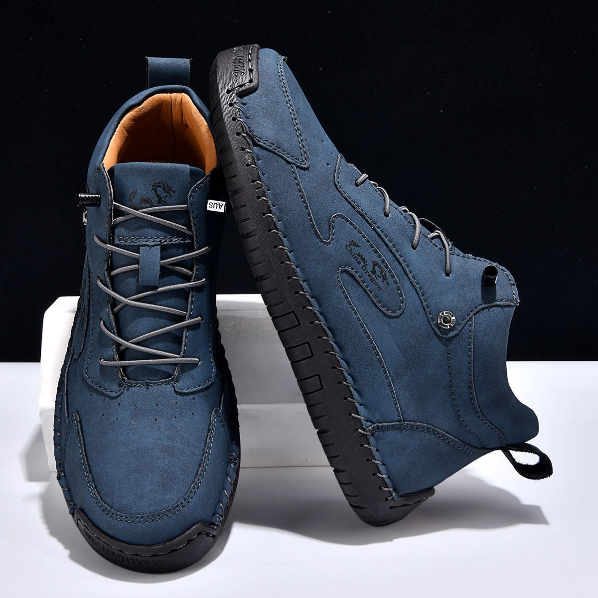 Men's Casual Calfskin Sneakers, Wide Toe Box, Breathable for All-day Comfort