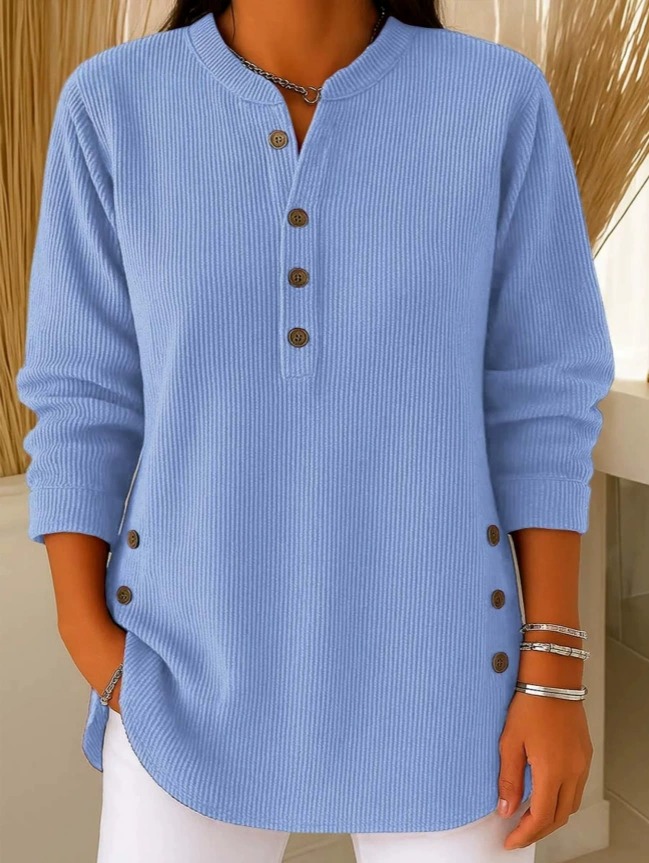 Pull en maille ample à manches longues et col rond de couleur unie pour femme