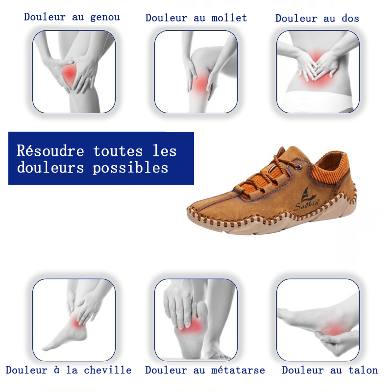 [Dernier jour -70 % - Ne manquez pas cette occasion] 🔥 Chaussures de marche en cuir de veau pour hommes 👞 Cousues à la main ✅ Soutien de la voûte plantaire - Soulagement de la douleur pour une marche confortable