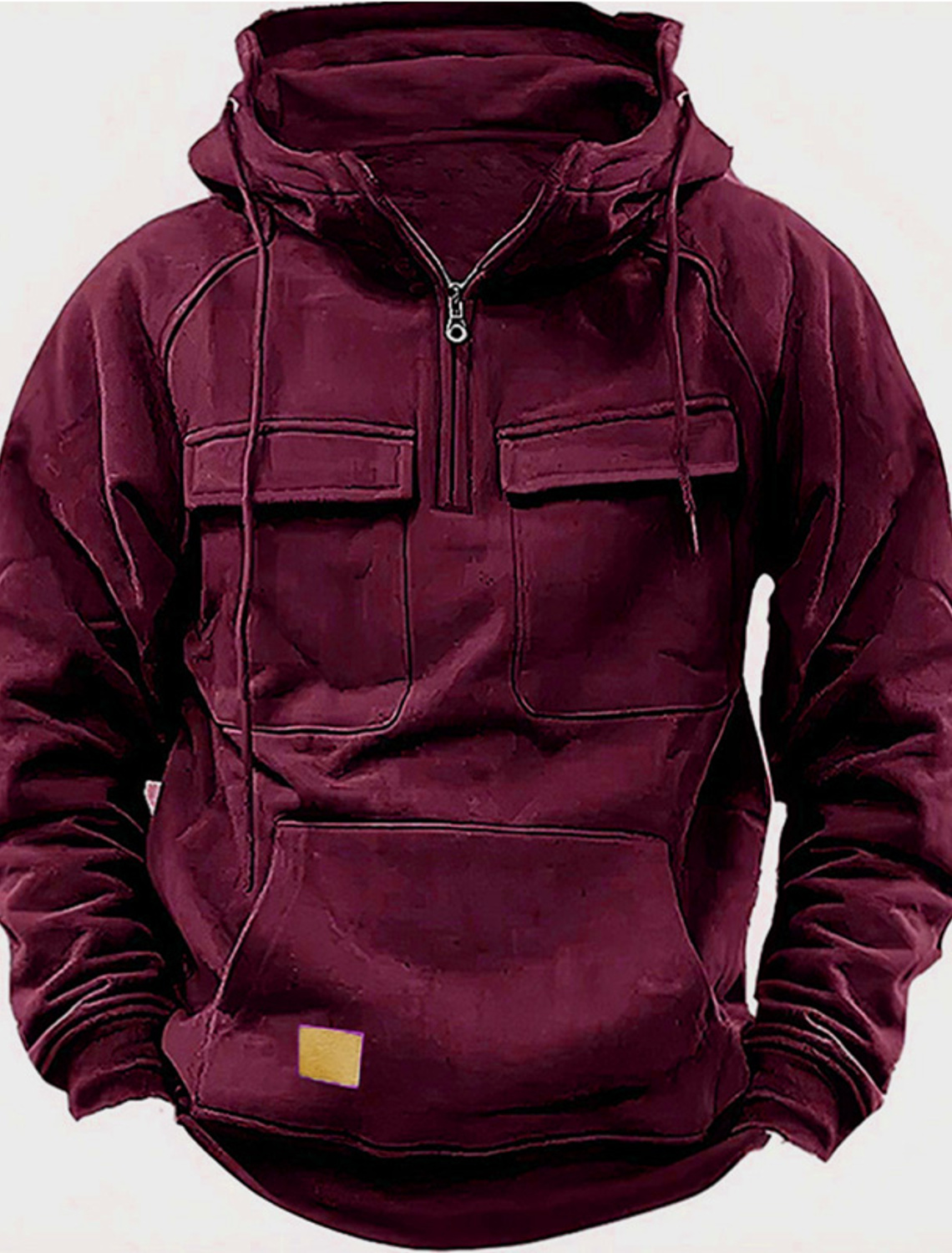 Sweatshirt à capuche à demi-fermeture éclair pour homme - Coupe ample