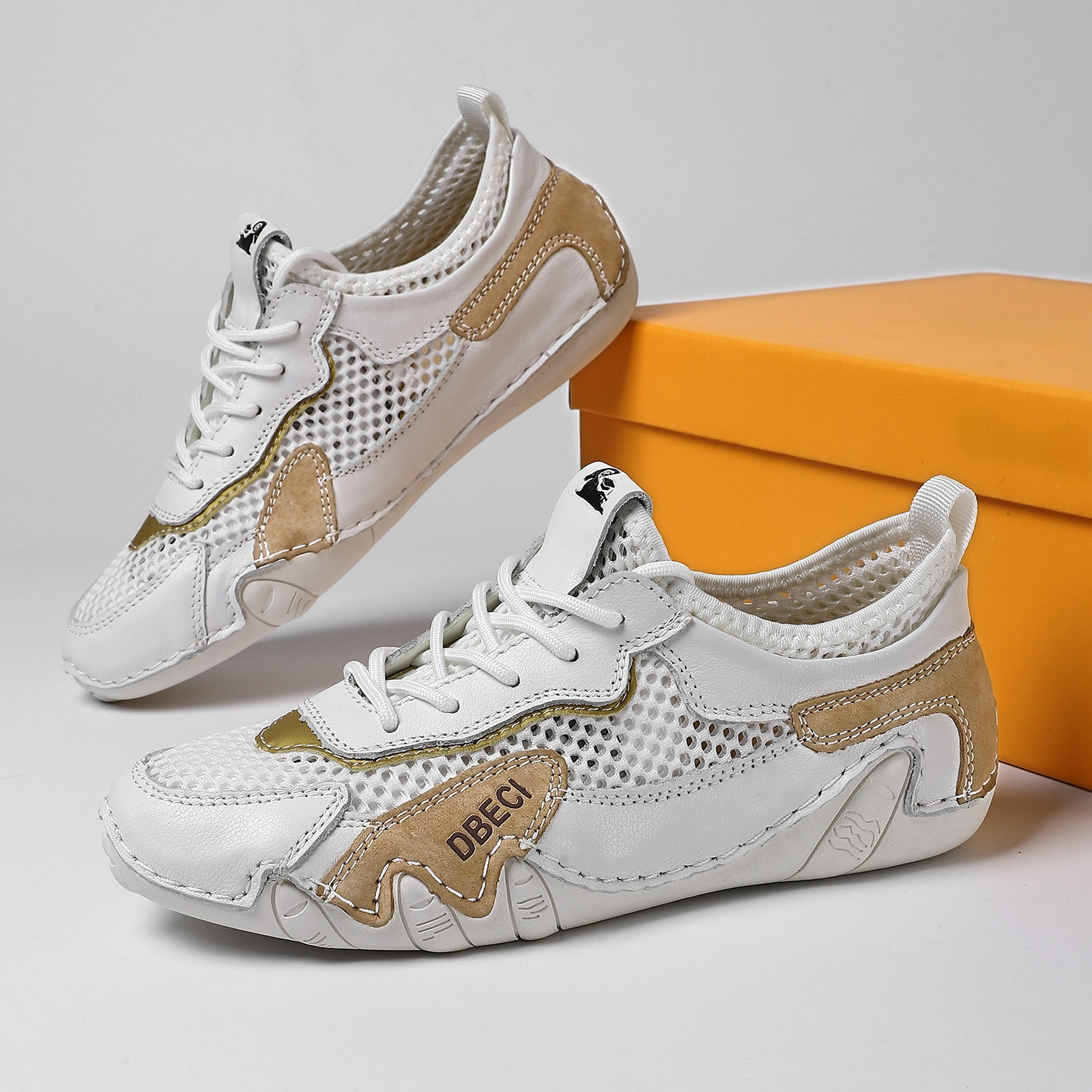 【⏰Remise de 70 % aujourd’hui】Chaussures de marche décontractées en cuir véritable avec empeigne en mesh respirant pour l'extérieur