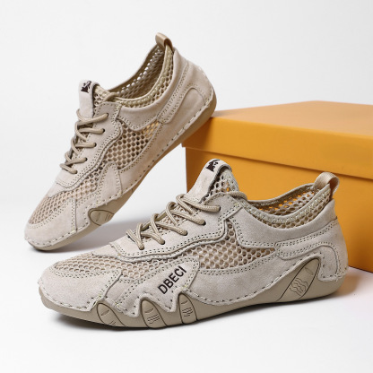 【⏰Remise de 70 % aujourd’hui】Chaussures de marche décontractées en cuir véritable avec empeigne en mesh respirant pour l'extérieur