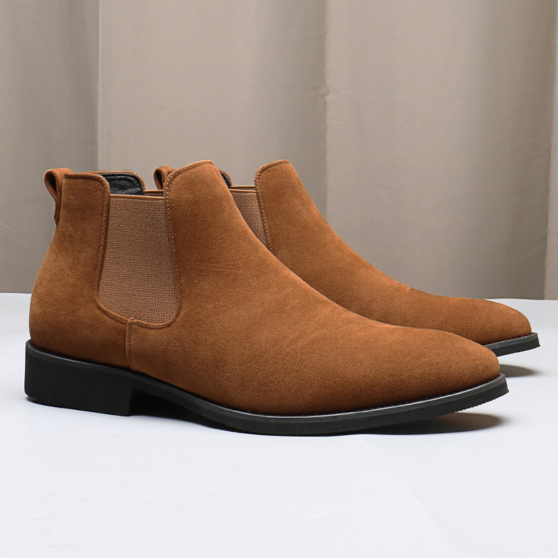 Bottines Chelsea rétro en daim pour hommes de style britannique
