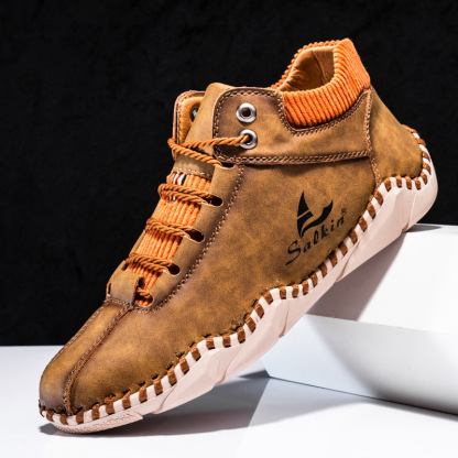 [Dernier jour -70 % - Ne manquez pas cette occasion] 🔥 Chaussures de marche en cuir de veau pour hommes 👞 Cousues à la main ✅ Soutien de la voûte plantaire - Soulagement de la douleur pour une marche confortable