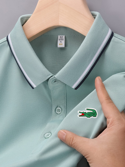 Broderie crocodile – Polo homme estival, élégant et décontracté pour les affaires