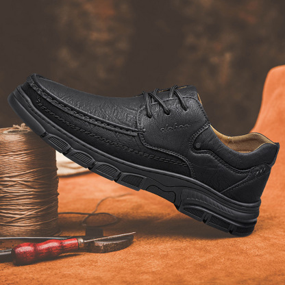 ⚡60% korting deze week alleen⚡ - Handgemaakte leren instappers voor mannen, comfortabel en grote maten