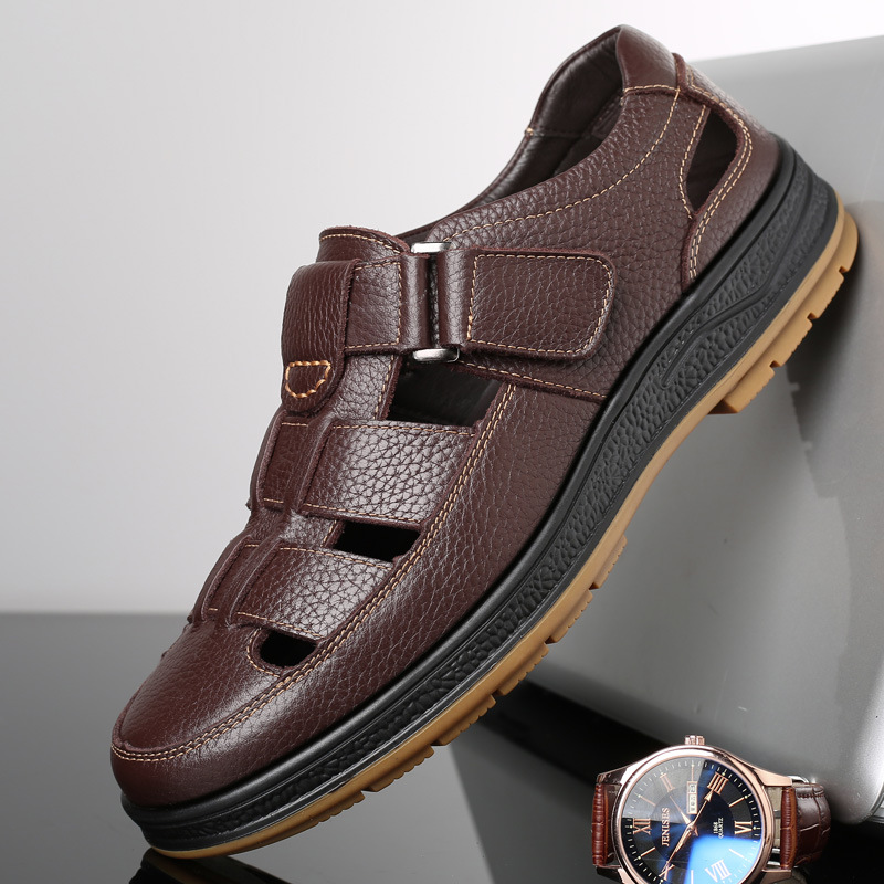 Leren casual sandalen voor mannen - Questy