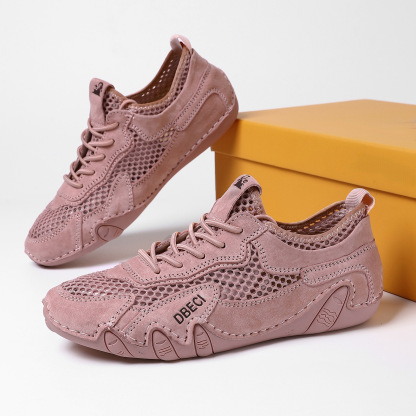 【⏰Remise de 70 % aujourd’hui】Chaussures de marche décontractées en cuir véritable avec empeigne en mesh respirant pour l'extérieur