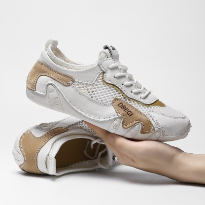 【⏰Remise de 70 % aujourd’hui】Chaussures de marche décontractées en cuir véritable avec empeigne en mesh respirant pour l'extérieur
